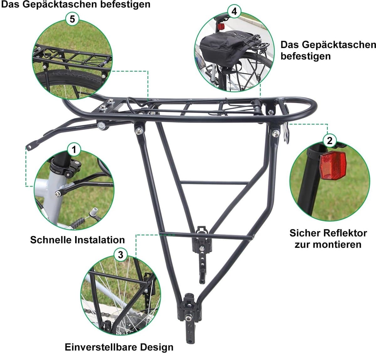 Dailygoods- Fietsbagagedrager Verstelbaar - Bagagedrager Fiets - Dakdragers - Bagagedrager Kussen - Bagagedrager Verbreder - Lichtgewicht Ontwerp voor 26”-29”/700c Racefietsen thumbnail 5