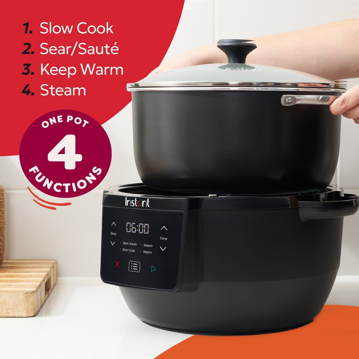 Instant Pot Superior 7,2L Slow Cooker - 4-in-1 Slowcooker - Sauteren - Stomen - Warmhouden - Tot 10 Porties - One-Pot Koken thumbnail 8