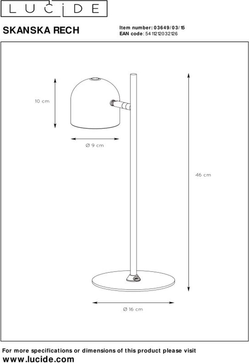 Lucide SKANSKA RECH - Oplaadbare Bureaulamp Binnen/Buiten - Accu/Batterij - LED Dimbaar - CCT - 1x3W 3000K/6000K - IP44 - Grijs ijzer thumbnail 8