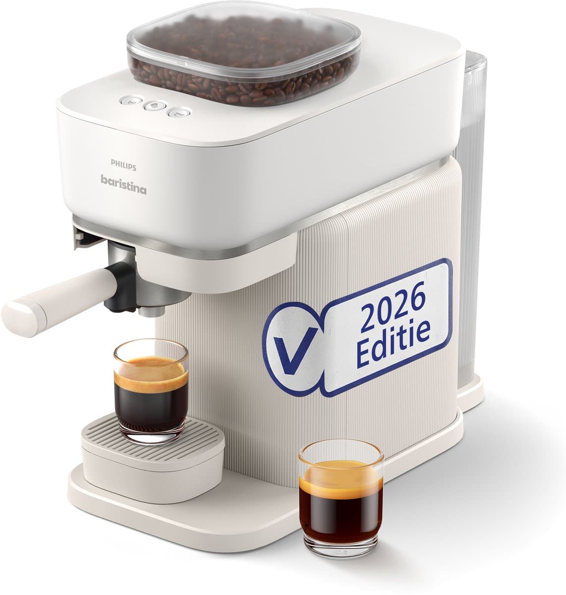 Philips BAR305/00 Baristina - Semi-Automatische Espressomachine - Pistonmachine - Koffiemachine met Bonen - Wit thumbnail 2