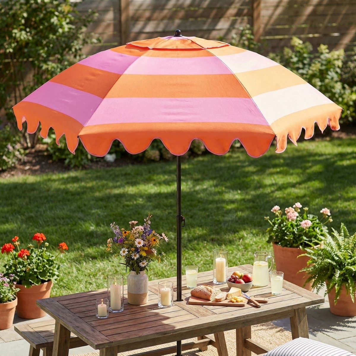 Mica Decorations Kantelbare Parasol met Streepprint - Stokparasol 238 x Ø197 cm - Tuin of Balkonparasol - Polyester, Staal - Lichtgroen, Donkergroen thumbnail 8