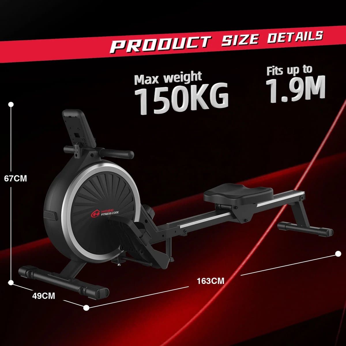 LabelOne Roeimachine - Roeitrainer - Roeiapparaat - Fitness - 16 niveaus - magnetische weerstand - LCD-display - tot 150 kg thumbnail 4