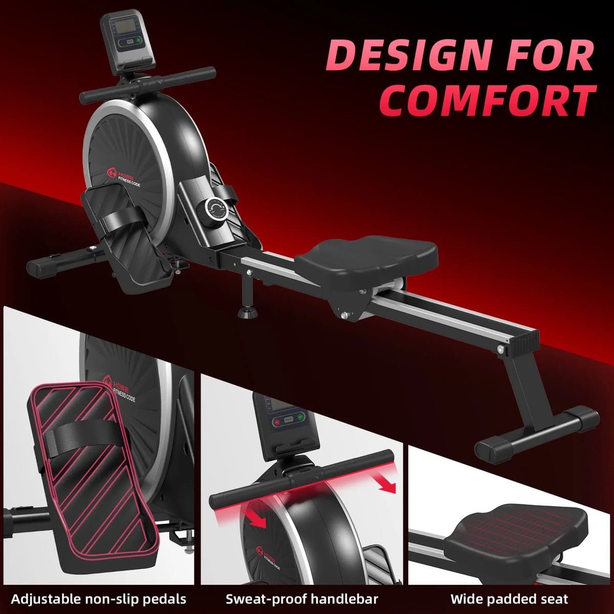 LabelOne Roeimachine - Roeitrainer - Roeiapparaat - Fitness - 16 niveaus - magnetische weerstand - LCD-display - tot 150 kg thumbnail 3