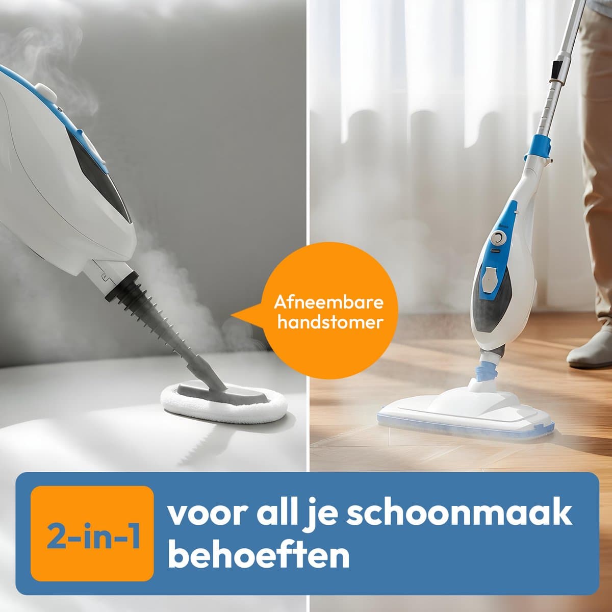 BOLLIT Hoge Druk 2 in 1 Stoomreiniger - Handstomer - 1500W 16 in 1 - Vlekkenreiniger - Voor Alle Vloeren, Bank, Badkamer En Tapijt Reinigen thumbnail 6