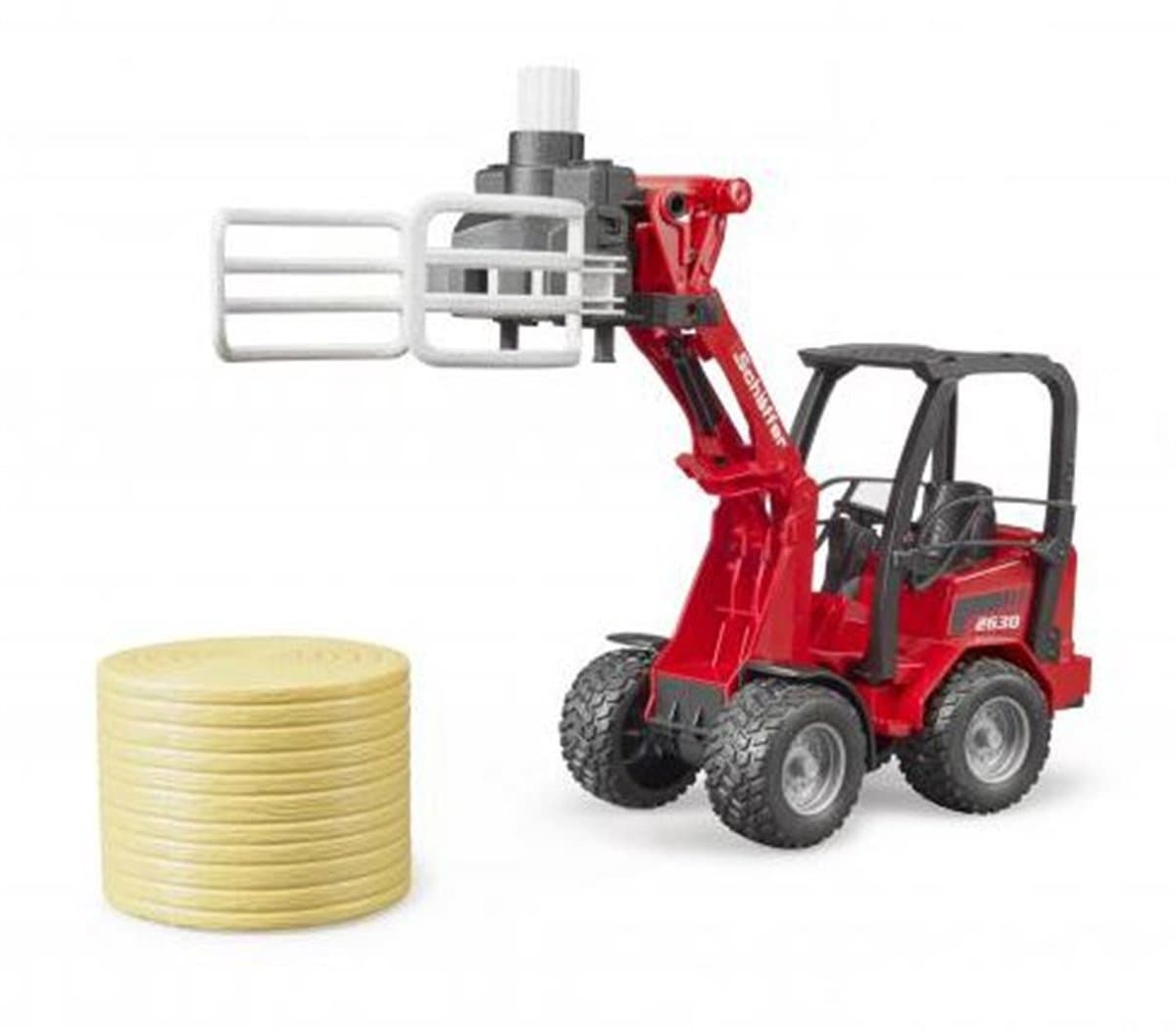 Bruder Schäffer Compactlader 2630 met hooibalengrijper thumbnail 4
