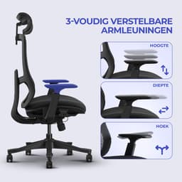 Productfoto van Stane Ergonomische Bureaustoel - Mesh & 3D Armleuningen
