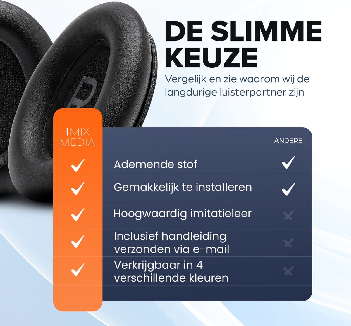 Vervangende oorkussens voor Bose QuietComfort 45 / QC45 / QuietComfort SE - Oorkussens voor koptelefoon - Ear pads headphones - Zwart thumbnail 7