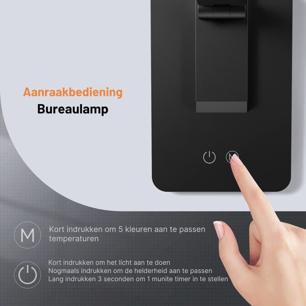 VIN® Bureaulamp led dimbaar daglicht - USB - 15 kleurenfuncties - Daglichtlamp - Touchscreen - Lichttherapielamp - Hobby lamp voor schilderen, puzzelen – UV-Vrij - Tafellamp/lamp staand - Zwart thumbnail 4