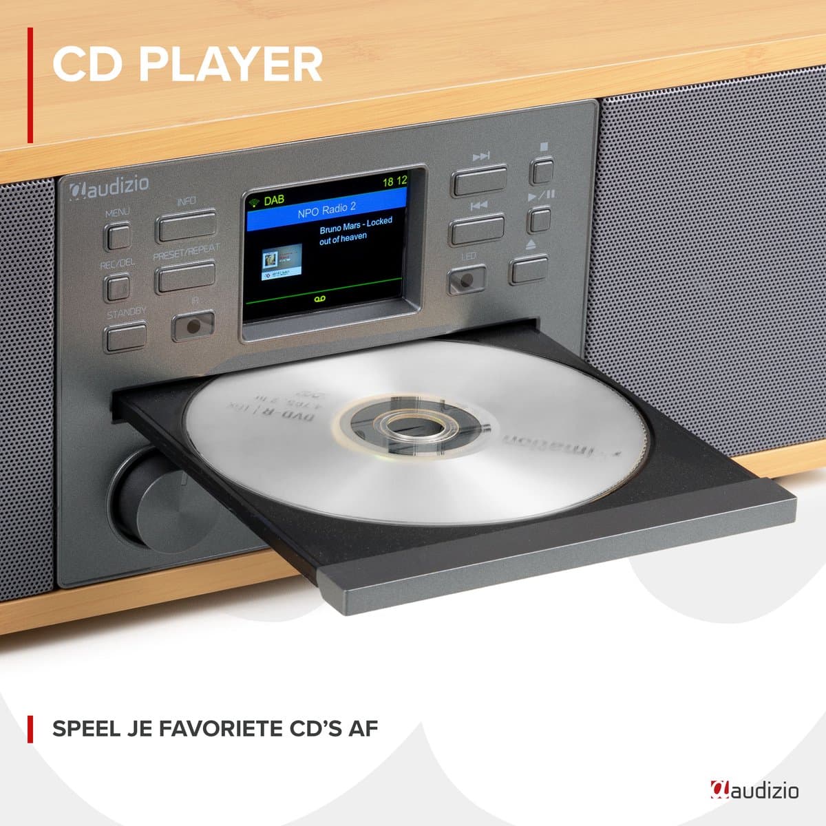Internetradio - Audizio Avola alles-in-één radio met Bluetooth - DAB+/FM - CD speler - Bamboe thumbnail 5