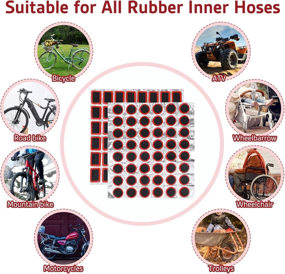 Bandenplakkers - 96 stuks - Fietsband Reparatie Patches - Reparatie Plakkers - Buitenfiets Fietsbandgereedschap - Rubberen fietsband pleisters - bandenreparatiegereedschap - niet-zelfklevende thumbnail 2