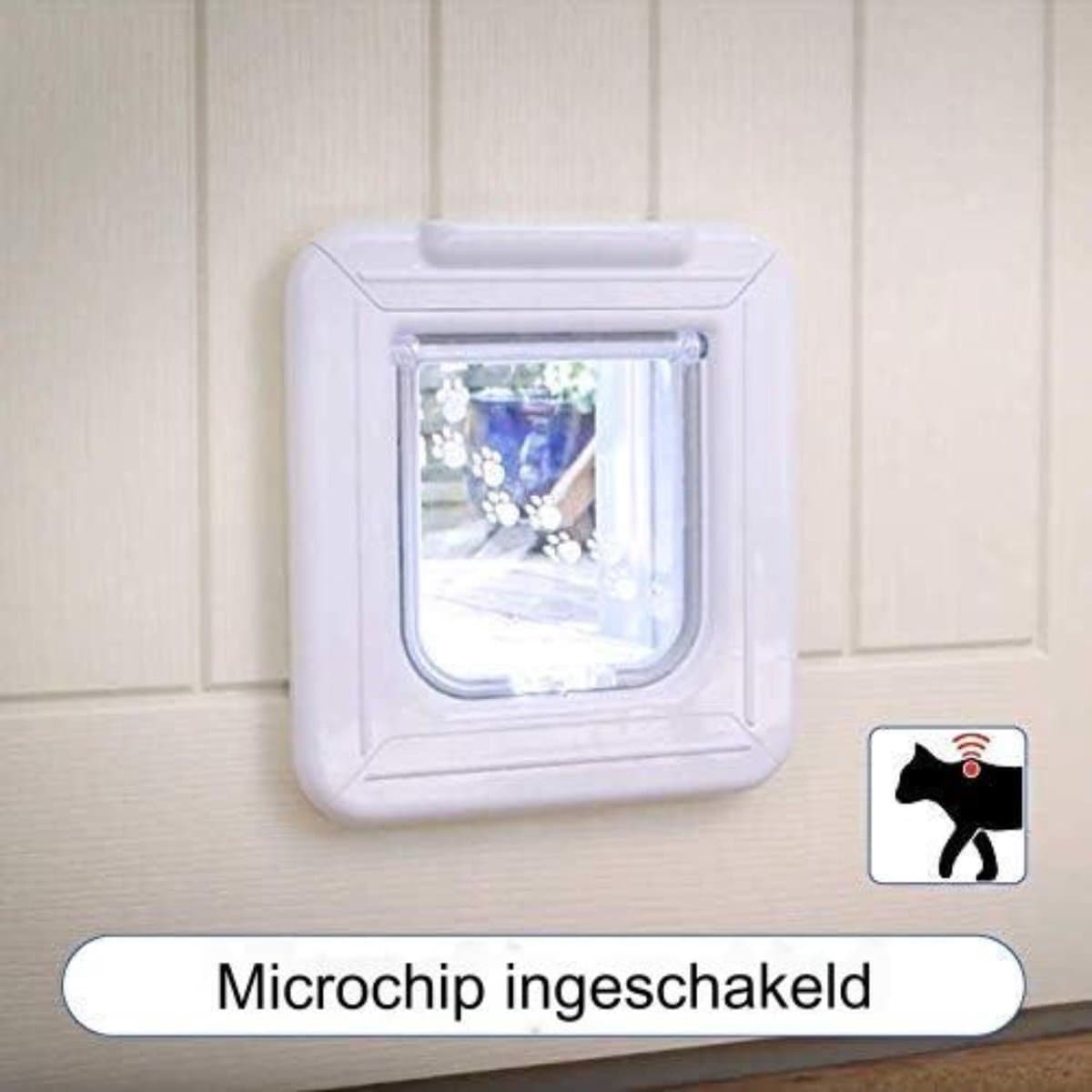 Kattenluik chip - Kattenluik met microchip - Kattenluik met chipherkenning - Kattenluik met magneet - 24,8 x 14,5 x 26,7 cm - Wit thumbnail 2