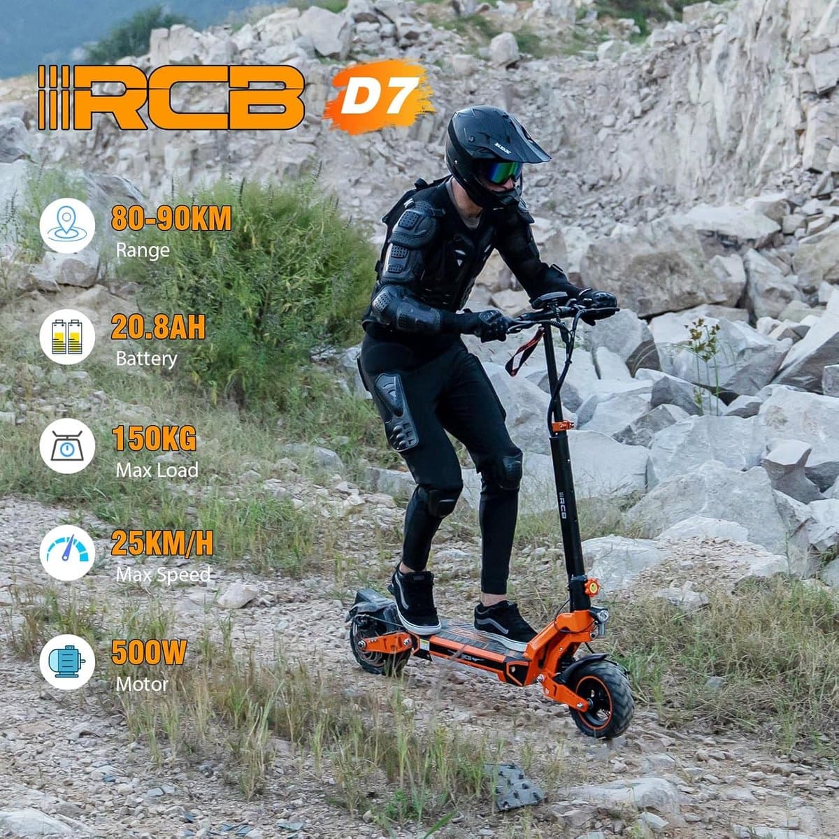 RCB D7 Elektrische Step: 80km bereik, dubbele demping