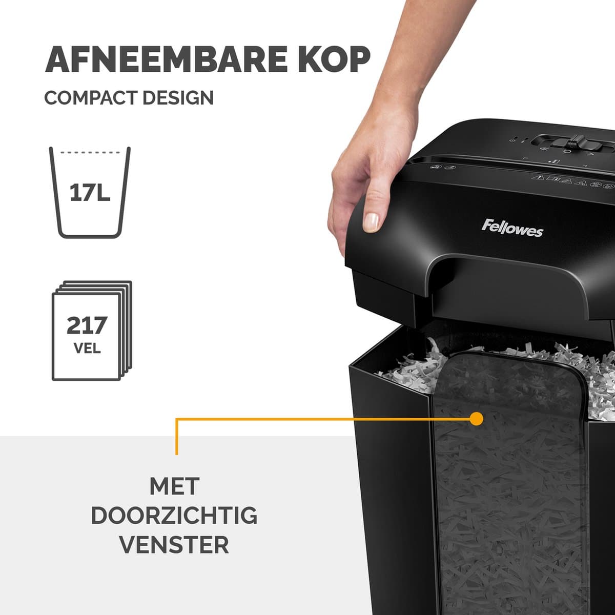 Fellowes LX50 Papierversnipperaar - Cross-Cut - P4 - 9 vel - 17L - Zwart - Voor thuis & thuiskantoor - Ook voor creditcards, nietjes & paperclips thumbnail 6