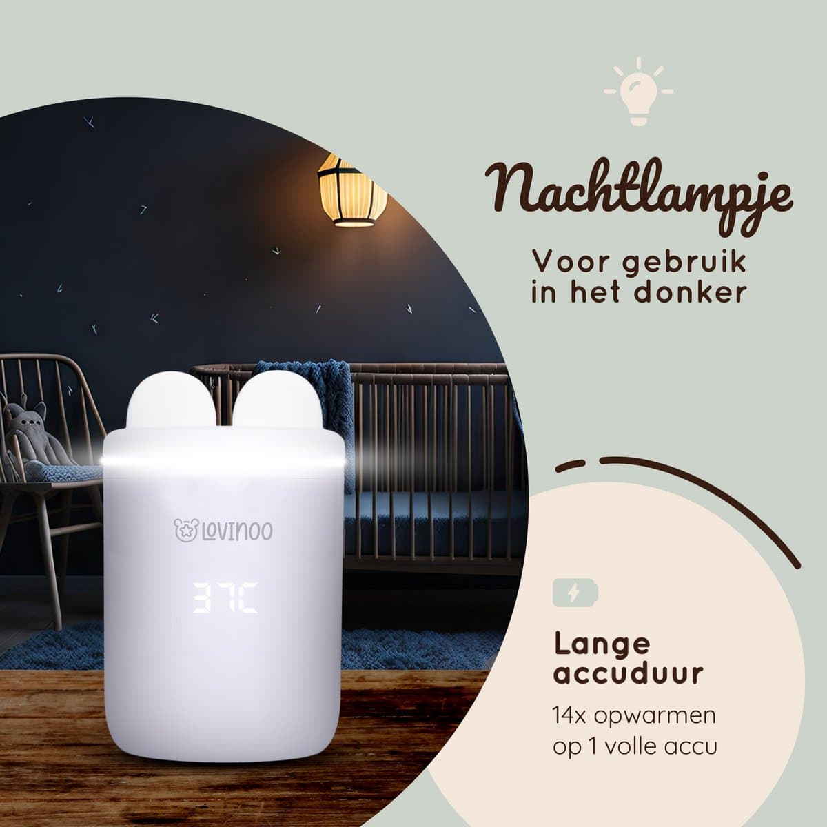 Lovinoo Flessenwarmer Onderweg - Draagbare Draadloze Baby Flessenwarmer - Flesverwarmer - 4 Temperatuurniveaus - USB Oplaadbaar - Incl. 6 Adapters - 13.200 mAh - Wit thumbnail 8