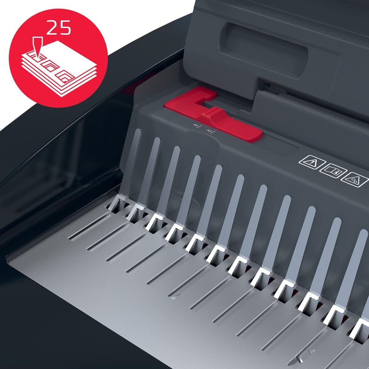 GBC CombBind® CB25E Elektrische Inbindmachine - Plastic Bindruggen - 450 Vel - Zwart/ Rood thumbnail 8
