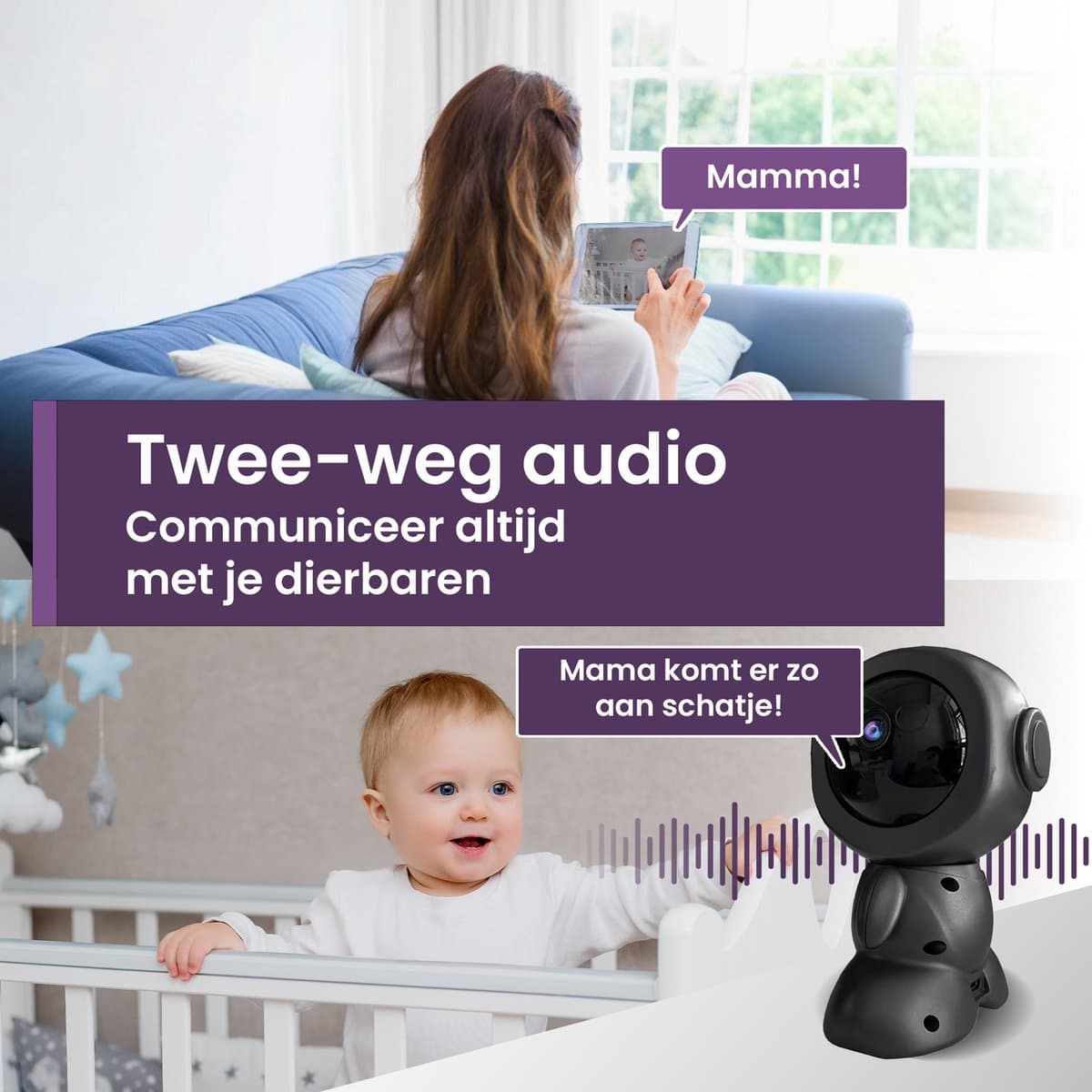 Kooshy 3MP Pro wifi-babycamera met app thumbnail 7