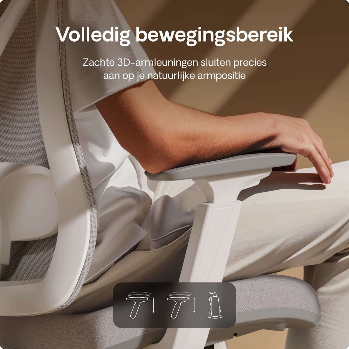 Desktronic SitPro Ergonomische Bureaustoel - Bureaustoelen voor volwassenen - Bureau stoel voor kantoor, gaming - 5D lendensteunsysteem - Armleuningen 4D - Rugleuning 90° tot 135° - heeft BIFMA en .IGR ergonomiecertificering - Grijs thumbnail 2