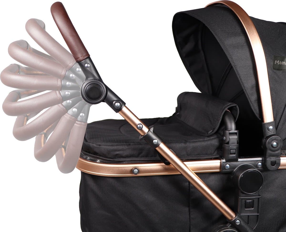 MamaLoes Marly 3 in 1 Kinderwagen - Zwart/Antraciet - Combi Kinderwagen incl. Autostoel thumbnail 4