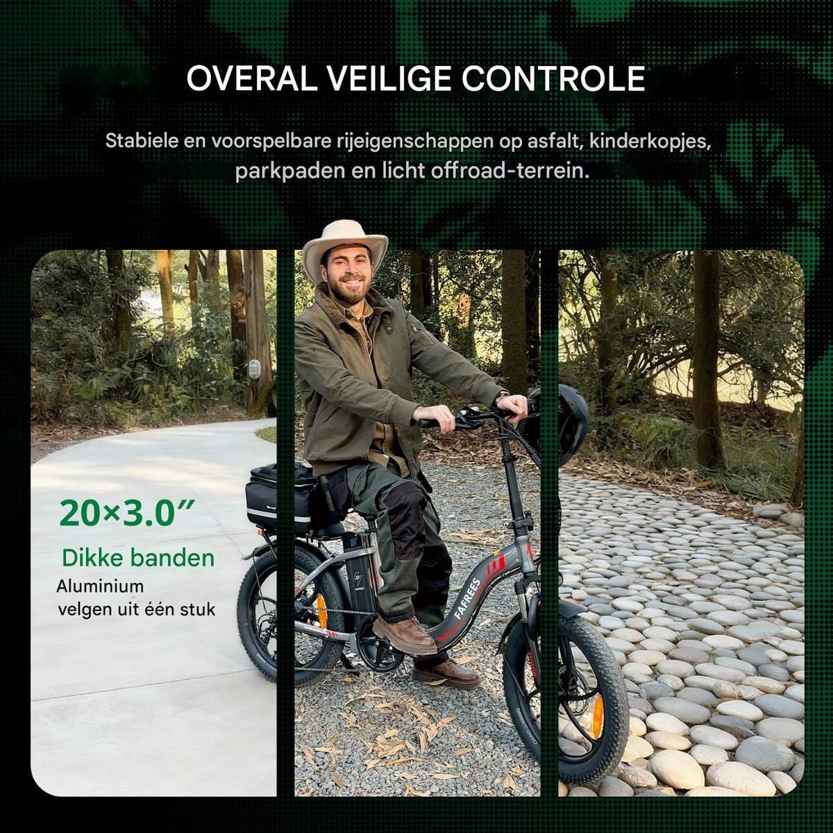 Fafrees F20 Elektrische Vouwfiets - E-Bike - 20 x 3.0 Inch Dikke Banden - 36V 18Ah Lithium Accu - 250 W Motor - 25 km/u - Maximaal bereik 130 km - Shimano 7 versnellingen - 20 Inch opvouwbare City Commuter E-Bike - Grijs thumbnail 6