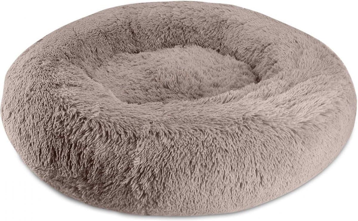 Donut Hondenmand - Kattenmand - Maat S - 50cm (ligvlak van 35cm) - Kaki - Fluffy en Wasbaar
