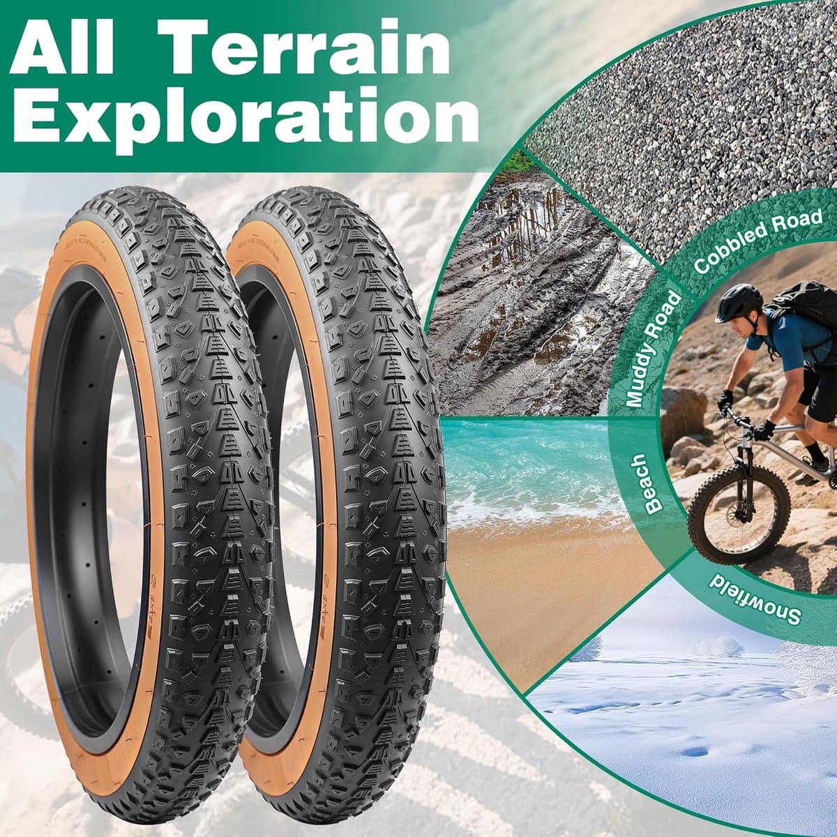 Binnenband Fatbike 20x4.0 - Fatbike Banden - Zwart/Bruin - Optimale Grip - Duurzaam Ontwerp - Voor E-bikes en Fatbikes thumbnail 4