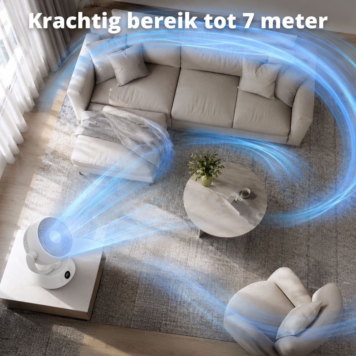 FlinQ AirGlobe Tafelventilator - Automatische oscillatie - Ventilator voor Bureau of Tafel - Roteerbaar - Kleine Ventilator - Fan met Aanpasbare Snelheden - Fluisterstil - Wit thumbnail 3
