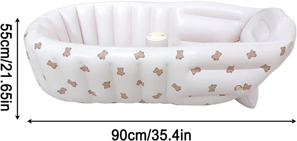 Opblaasbare Babybadkuip - Draagbaar Babybad - Baby's Baden - Veilig en Comfortabel - 90x55cm - Beer thumbnail 7