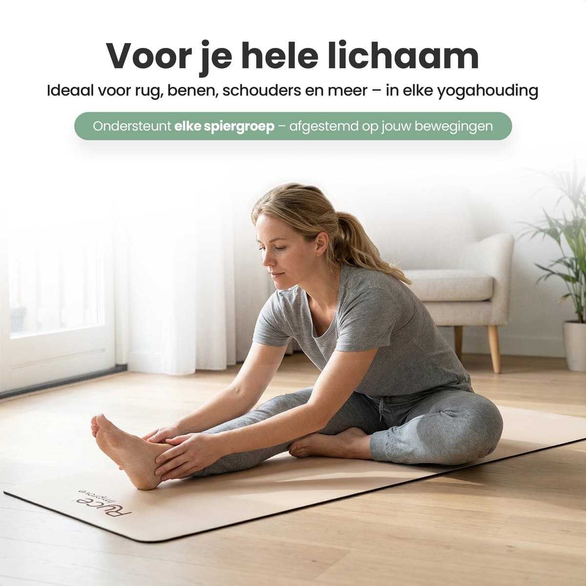 Ryce® Yogamat - PU Rubber - Pilates - Fitness - Anti Slip - Extra Dik - 183x68x0,5 cm - Coffee thumbnail 8
