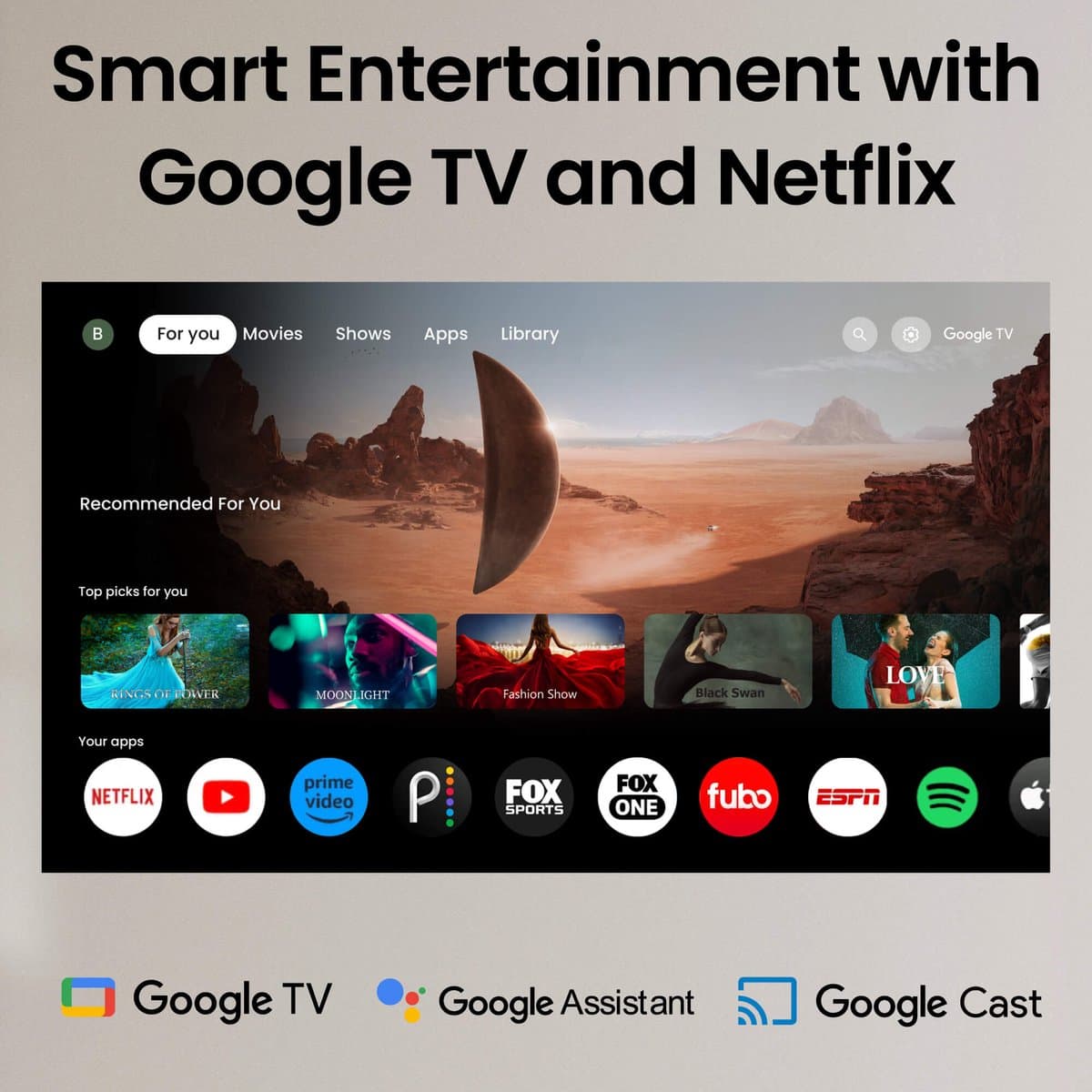 BenQ TH575i Full HD Projector met Google TV voor sport, films, presentaties en casual gaming – 3800 ANSI Lumen – 16,7 ms Gaming Lag – Lamp 15.000 uur thumbnail 2