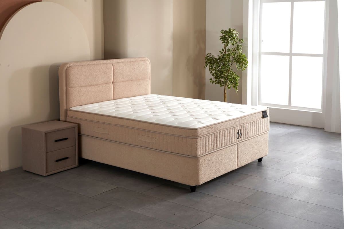 BSS Bedding Luccebedd - Complete Boxspring - Boxspring 160x200 - Boxspring met Opbergruimte - Bedden - Slaapkamerbed - 1 x Matras met Topper - 2 x Bedbox - 1 x Hoofdbord - Vlekbestendige & Gemakkelijk te Reinigen Stof thumbnail 4