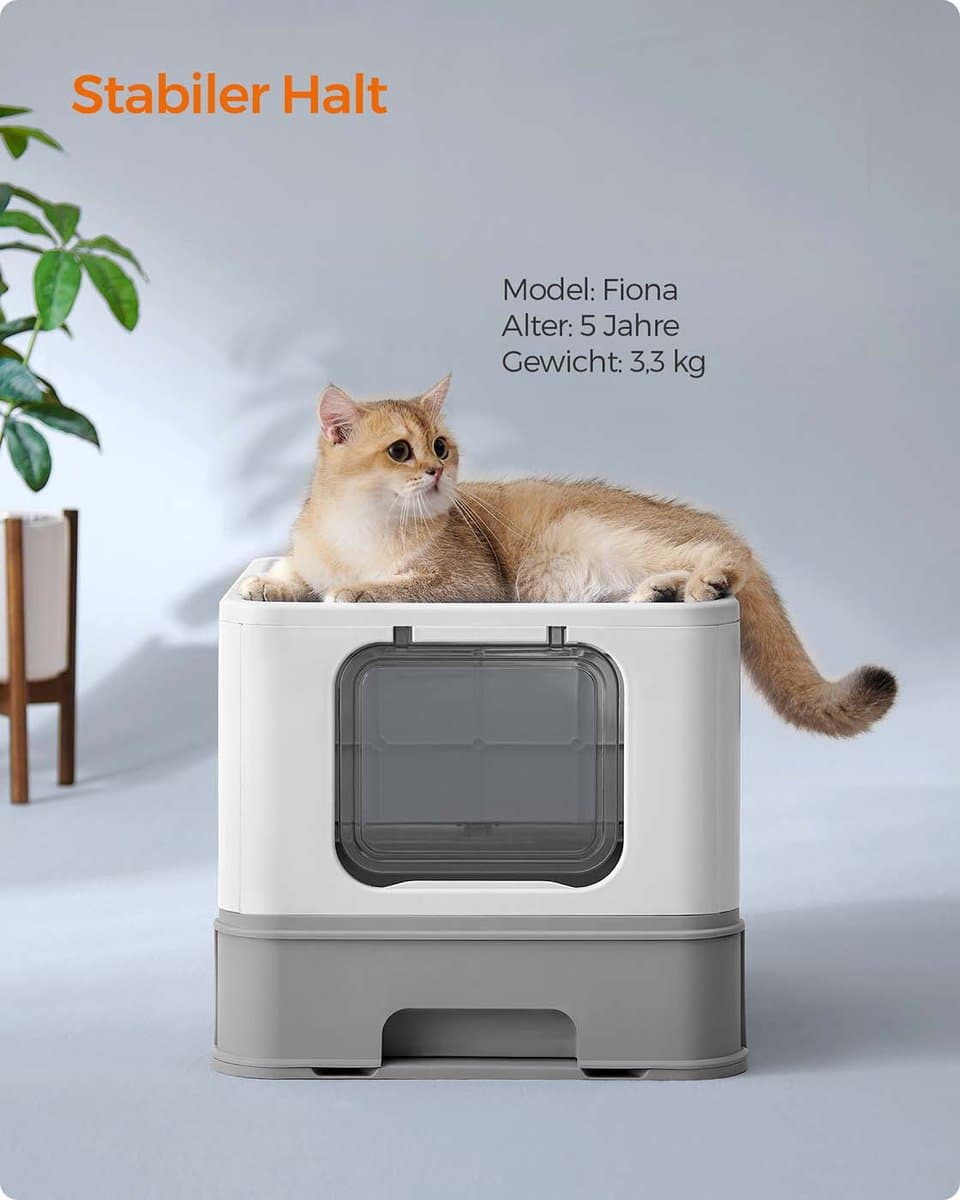 Feandrea verborgen kattenbak, kattenbak met kap, uitschuifbare lade, schep, borstel,… thumbnail 4