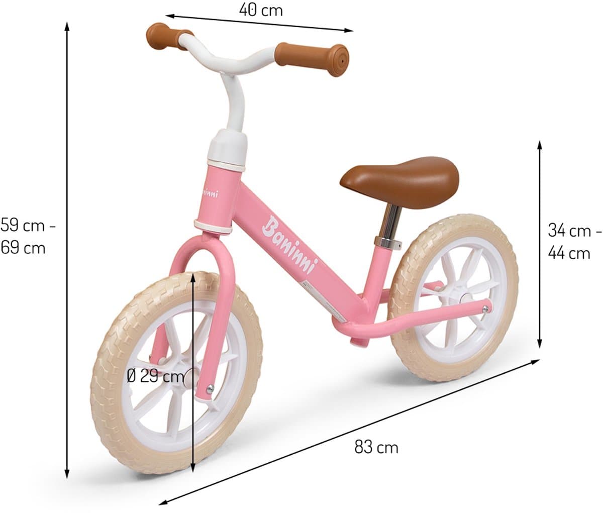 Baninni Loopfiets 2 - 5 Jaar Lola Roze - Wit thumbnail 2