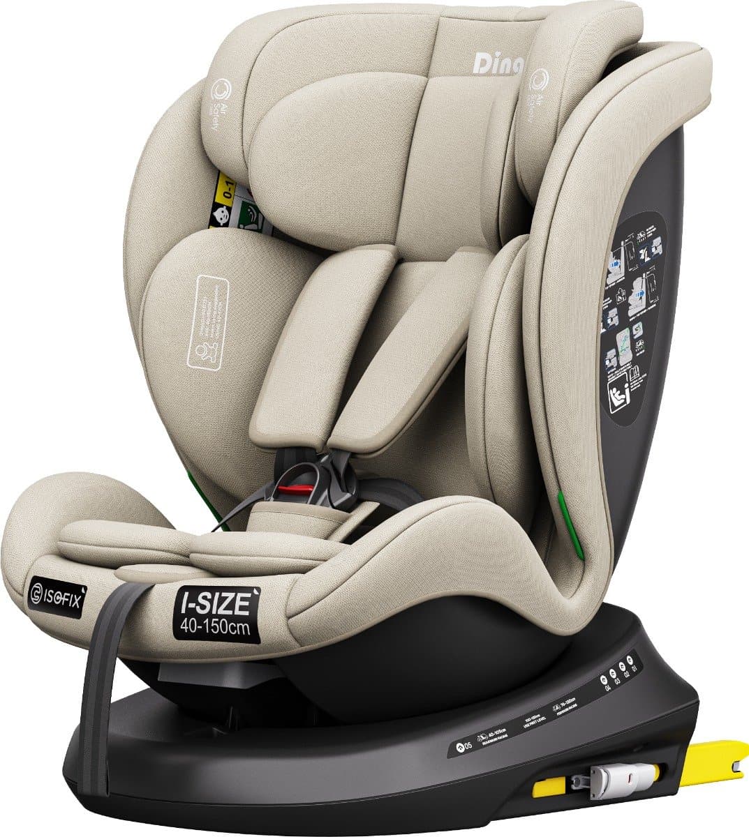 Ding Aiden Autostoel - Beige - 360° Draaibare Isofix Autostoel - i-Size - Vanaf 40 tot 150cm - 0 tot 12 jaar thumbnail 7
