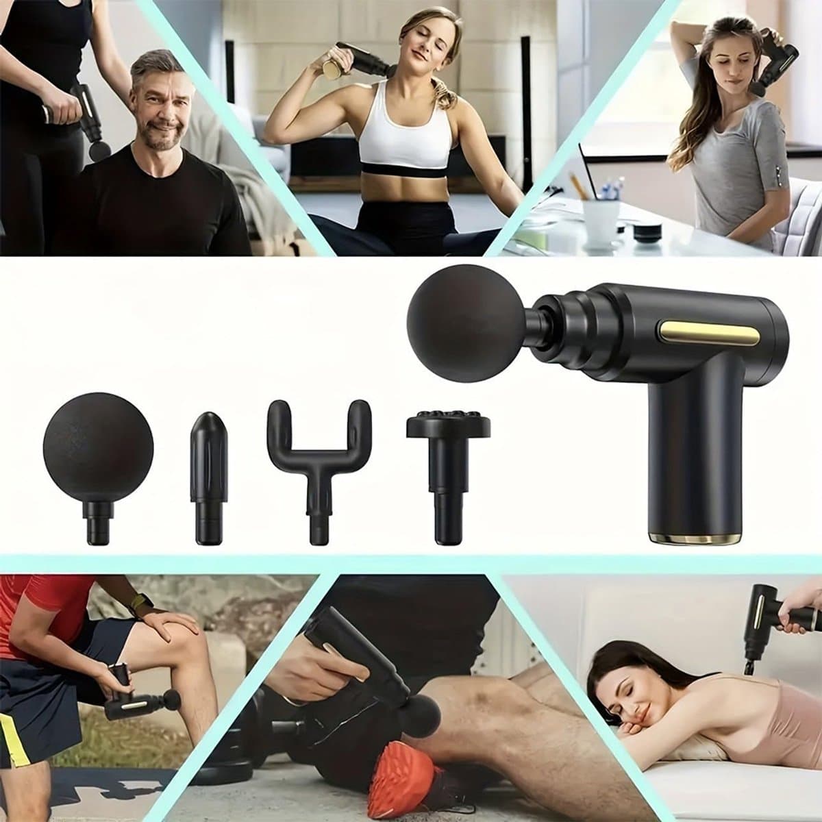 Onbekend Massage Gun Mini - 6 snelheden, 4 koppen, zwart thumbnail 7