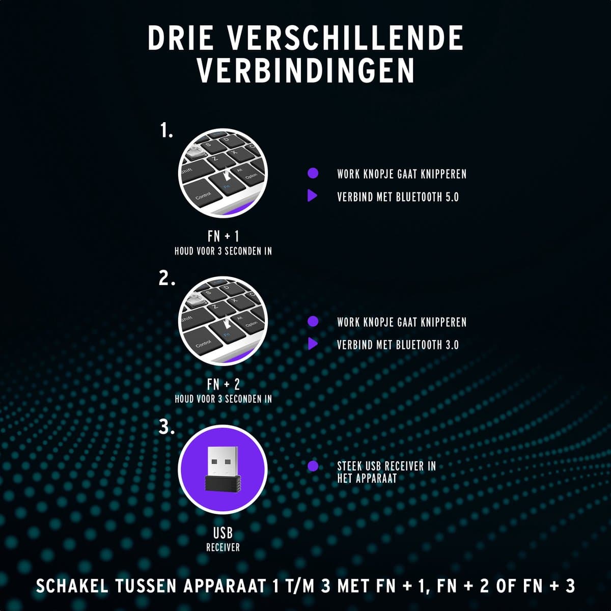 Draadloos Bluetooth toetsenbord QWERTY - Verbind 3 Apparaten Tegelijk - Space grey thumbnail 5