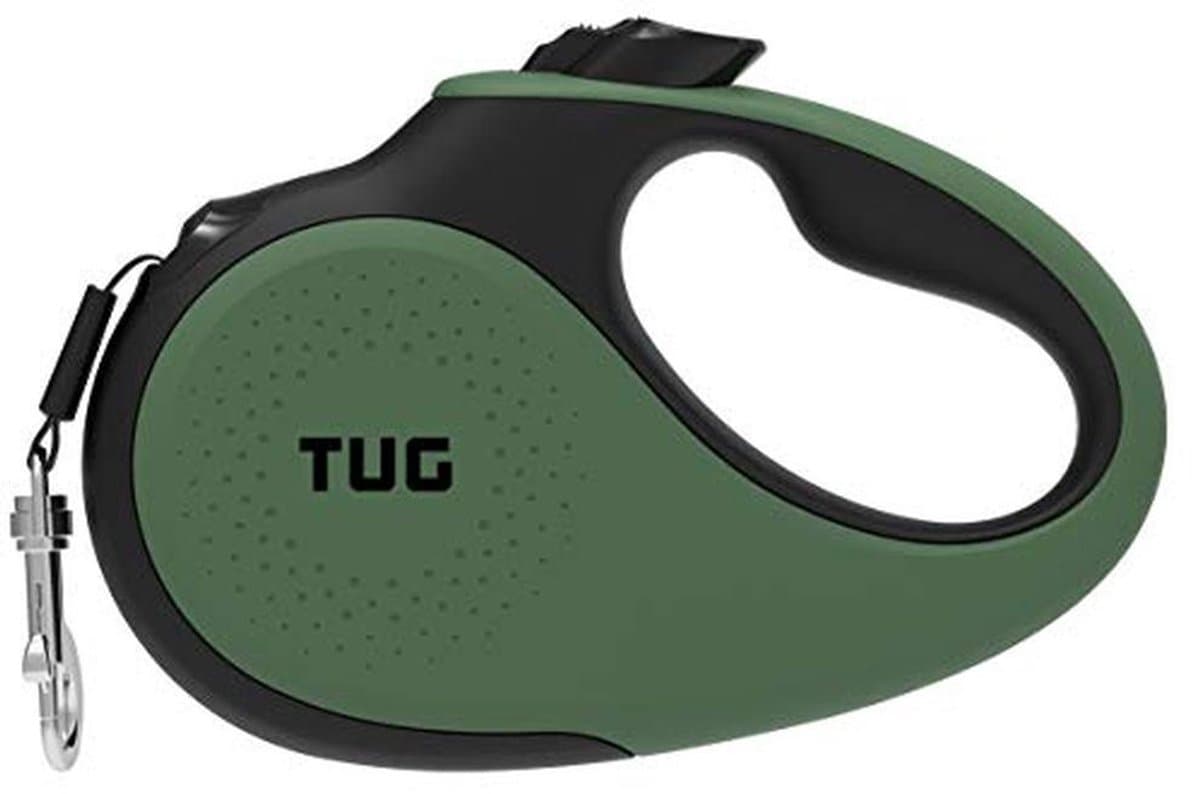 Intrekbare hondenlijn 360 graden, klitvrij en anti-slip handvat, perfect voor honden tot 15 kg, 5 meter nylon tape met eenhandsrem - afbeelding 1