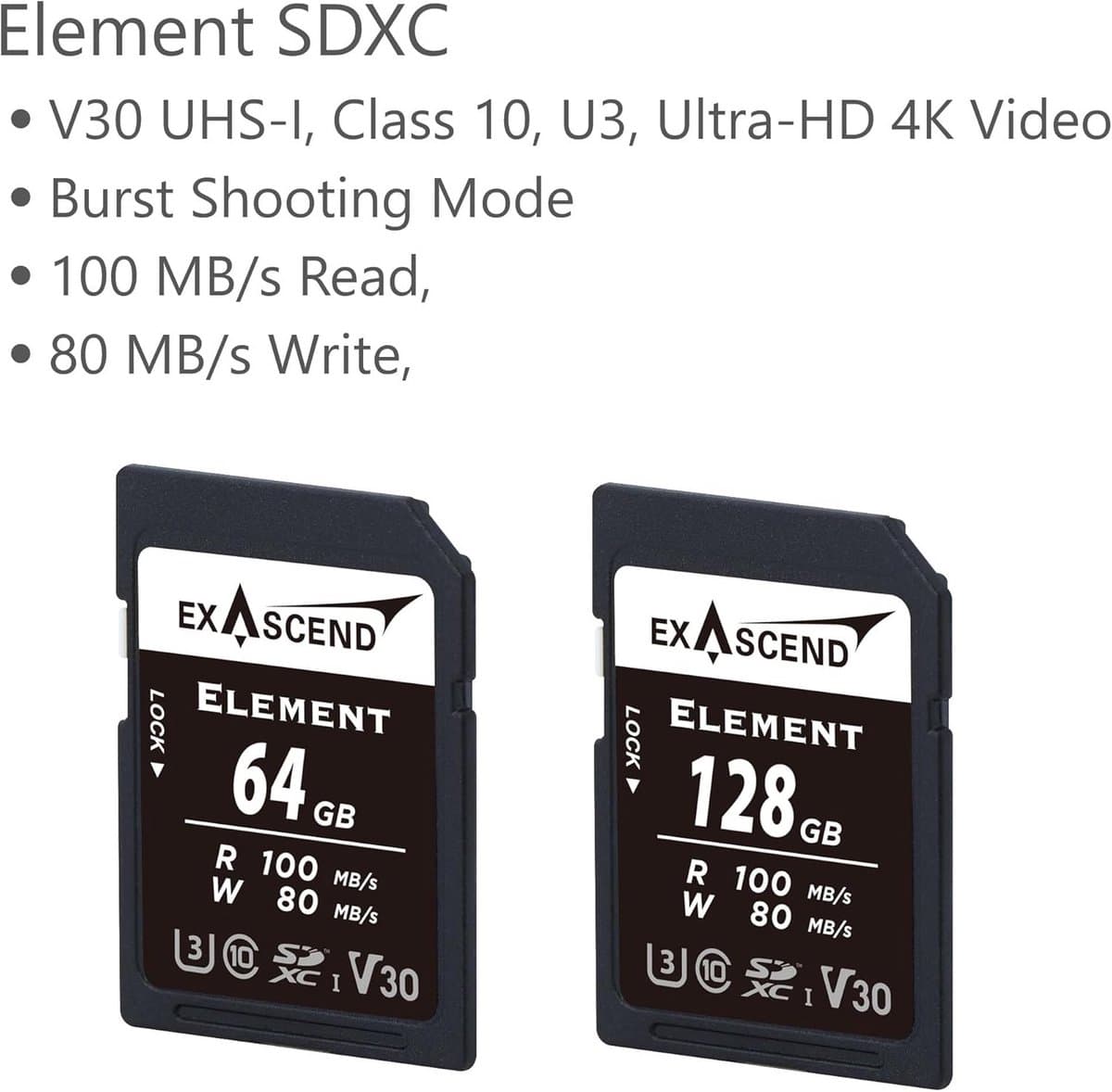 Snelle 128GB SDXC Geheugenkaart UHS-I V30 voor 4K UHD Video en Fotografie thumbnail 3