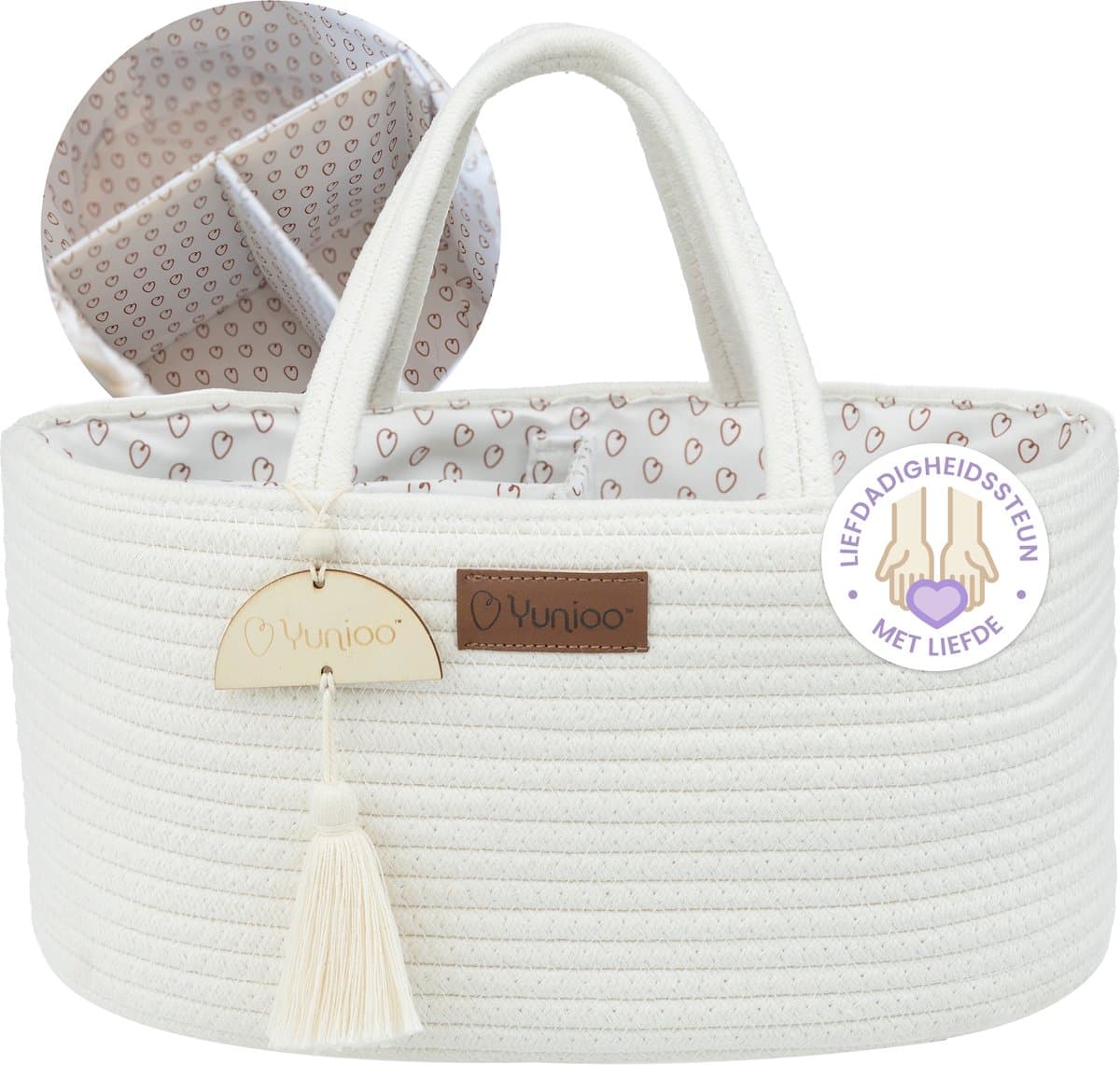 LG Yunioo Commodemandje - Katoenen luiermand (36x22cm, wit)