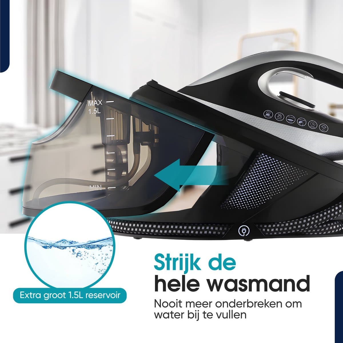 TibaGoods Stoomstrijkijzer 3200W – 1,5L reservoir thumbnail 3