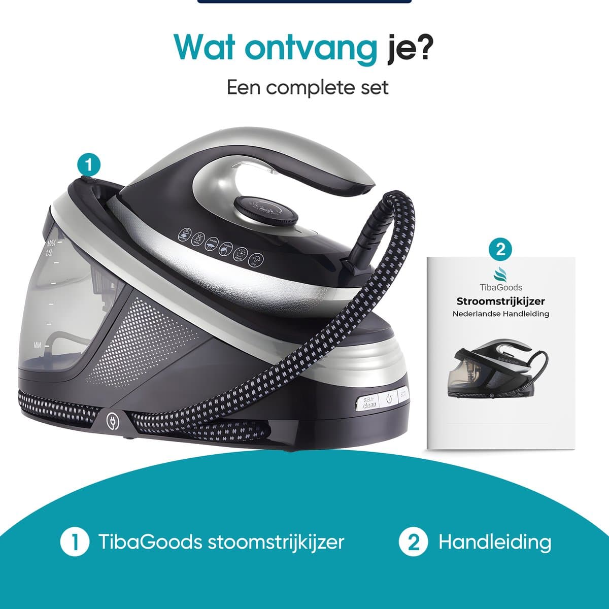 TibaGoods Stoomstrijkijzer 3200W – 1,5L reservoir thumbnail 8