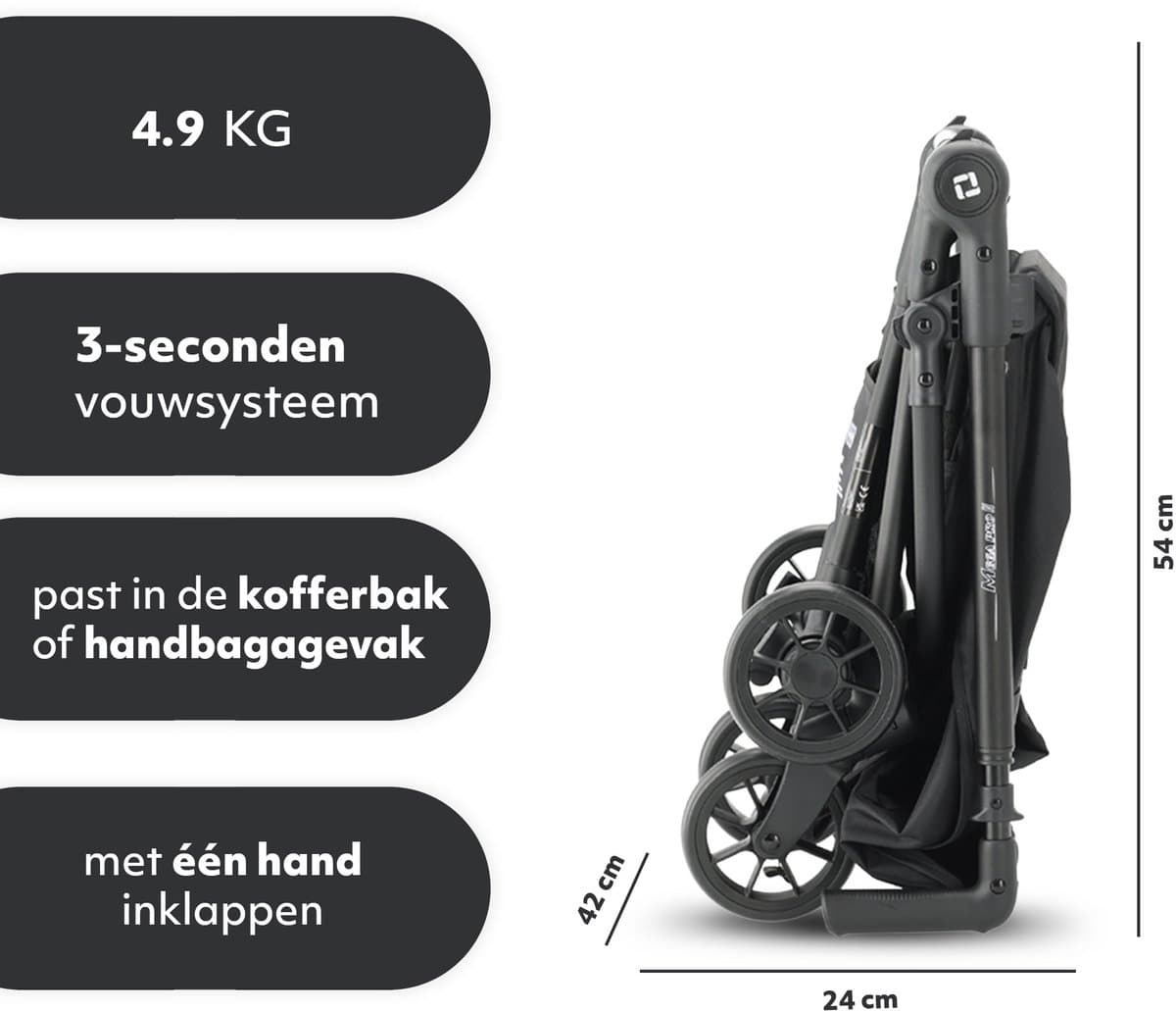 Qplay Mega Pro Buggy - Inklapbaar - Lichtgewicht Reisbuggy - Zwart thumbnail 8