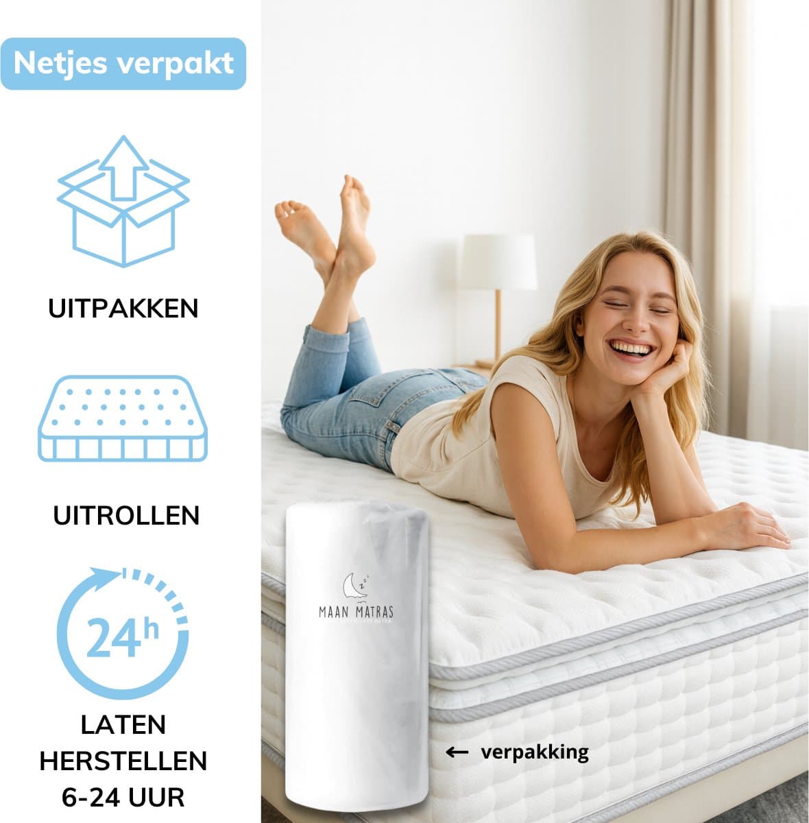 Matras 140 x 200 cm | 2-IN-1 Matras & Topper | 28cm dik | Koudschuim & Hybrid | Matras | 140x200 cm thumbnail 4