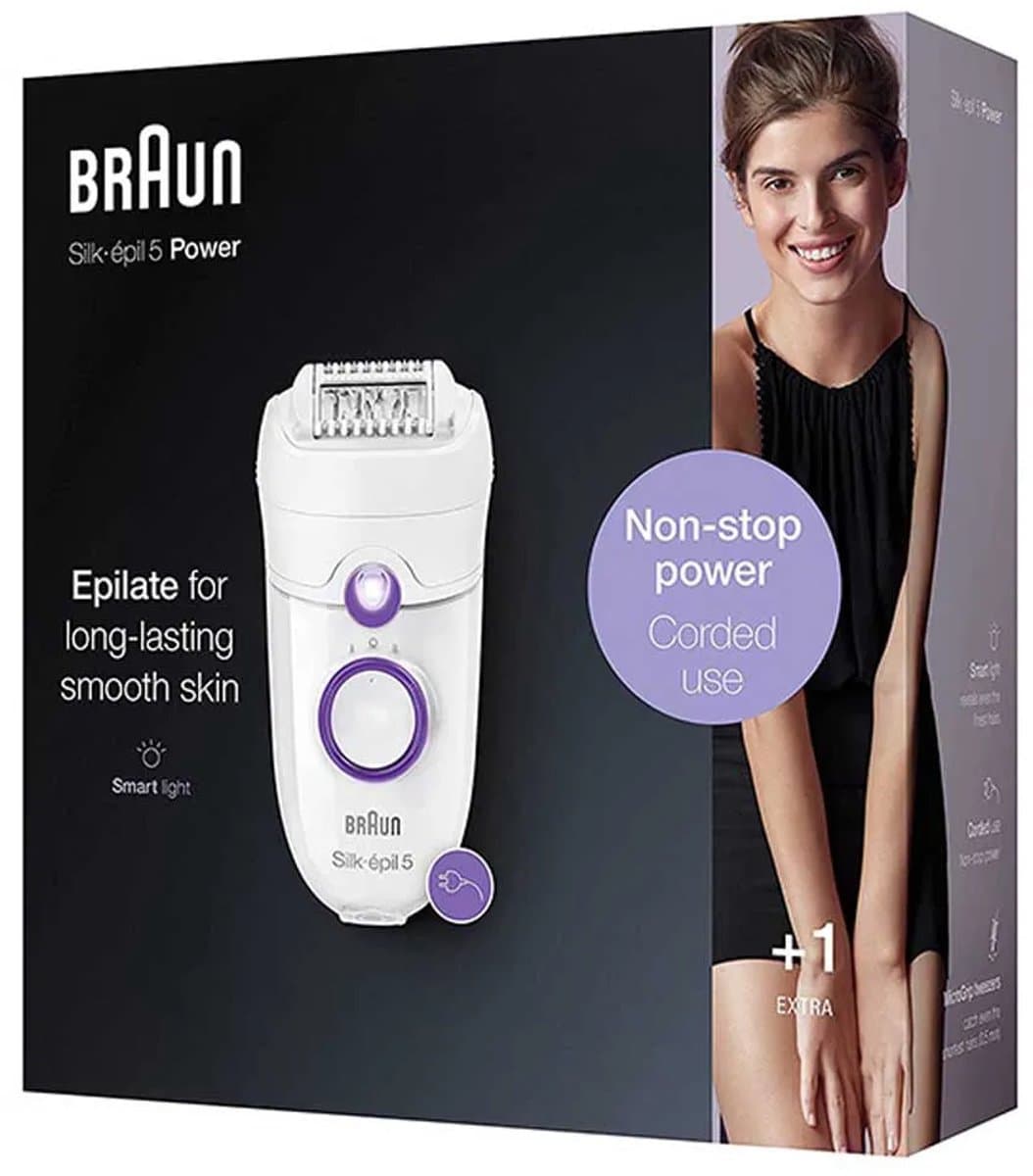 Braun Silk-épil SE 5-505 Power - Elektrische epilator voor vrouwen - 28 pincetten - Met snelheidsinstelling - comfortabel epileren - Wit/Paars thumbnail 8