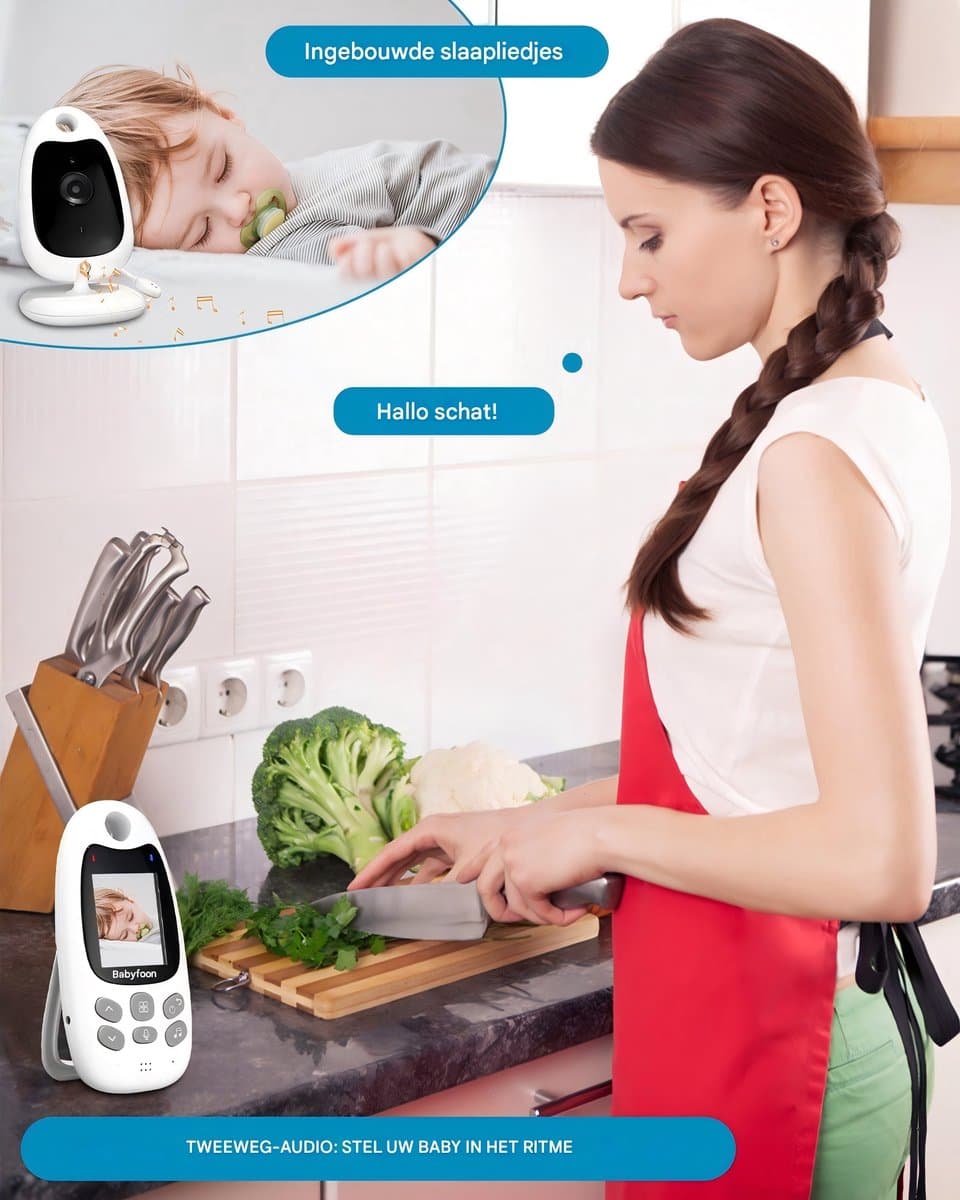 Draadloze Baby Monitor - Babyfoon met HD Camera - 2 inch LCD-scherm (176x220 pixels)-Babyfoon met camera zonder wifi - Compact & Privacyvriendelijk-Tweewegcommunicatie - Nachtzicht thumbnail 2