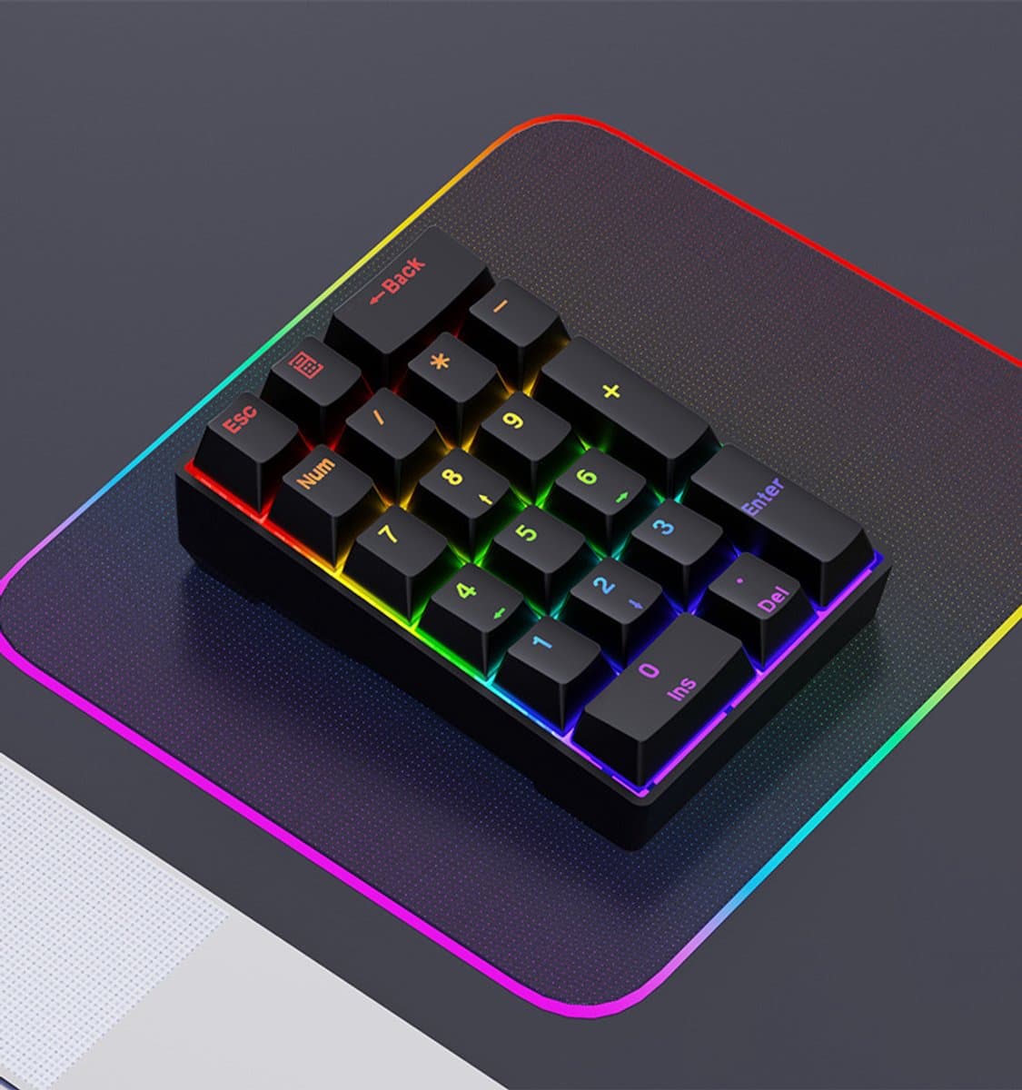 20-toetsen bedraad mechanisch numeriek toetsenbord voor laptops, draagbaar (zwart) thumbnail 2