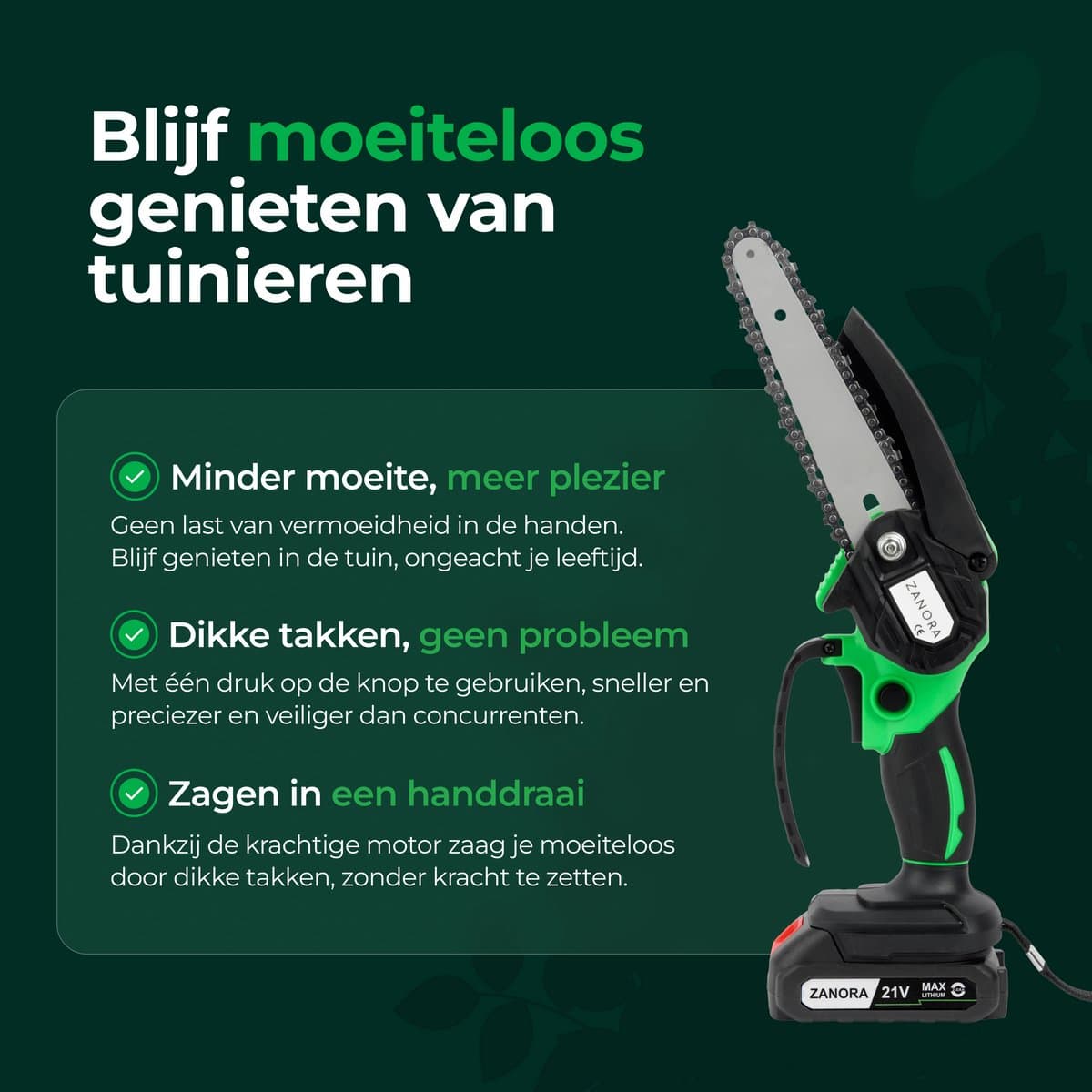 Zanora® Garden - Telescopische Kettingzaag - 15 cm Zaagblad - 130 tot 250 cm Bereik - Voor Hoge Takken thumbnail 8