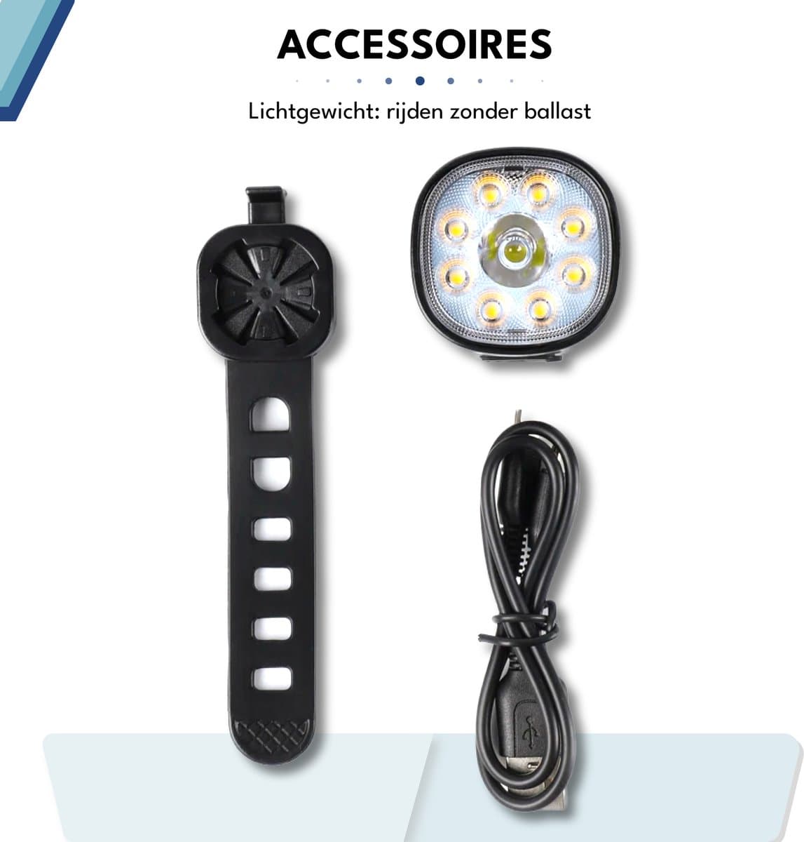 JustValue Fietsverlichting - USB oplaadbaar - Voorlicht & Achterlicht - 8+7 Lichtstanden - IP65 Waterdicht - Led Fietslamp - Valbestendig - Koplamp fiets - Zwart thumbnail 6
