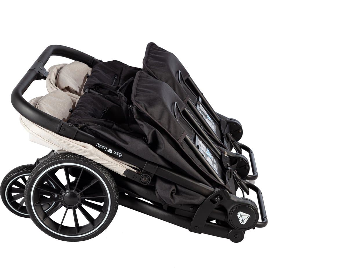Born Lucky Ranger Duo Buggy Kinderwagen Tweeling Buggy Inklapbaar Lichtgewicht Dubbele Buggy Met Verstelbare Rugleuning en Zwenkwielen – Beige thumbnail 6