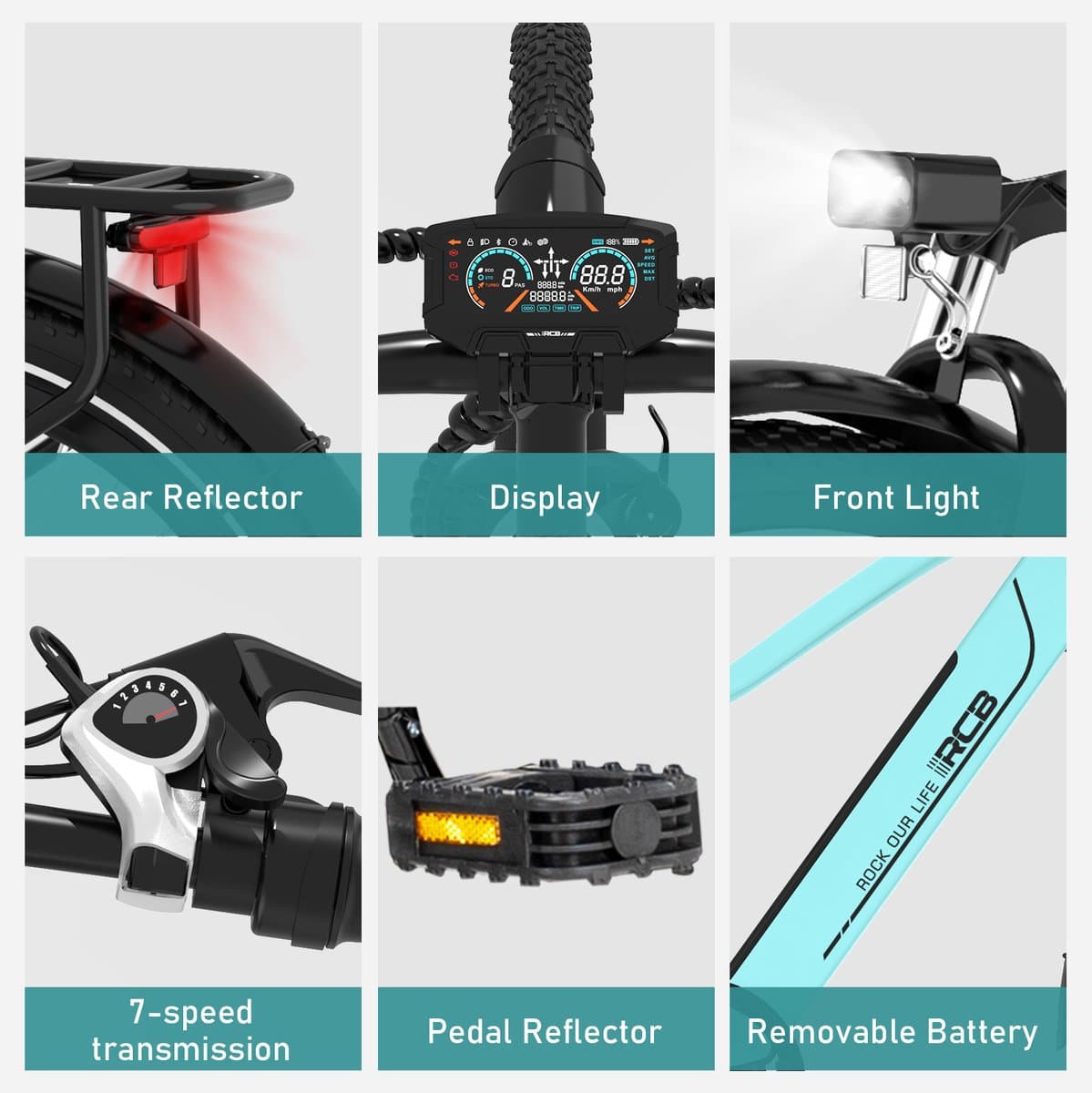 RCB G5 Elektrische Fiets - Lichtgewicht Aluminium Frame - 250W Motor - 36V 13Ah Verwijderbare Batterij - 7 Versnellingen - Met App, NFC & LCD Display - Comfortabel & Roestvrij - Voor Dames en Heren - Actieradius 80km thumbnail 3