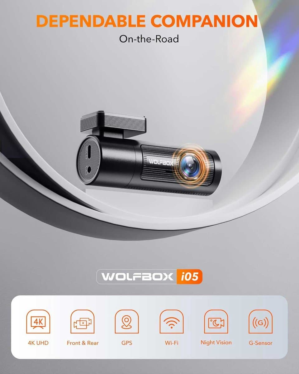 Wolfbox i05 4K Wifi Gps 2CH 32gb dashcam - Wifi met App - Parkeermodus - 4K + Full HD resolutie - Gps - 32gb Micro SD kaart - stijlvolle dashcam voor auto thumbnail 6